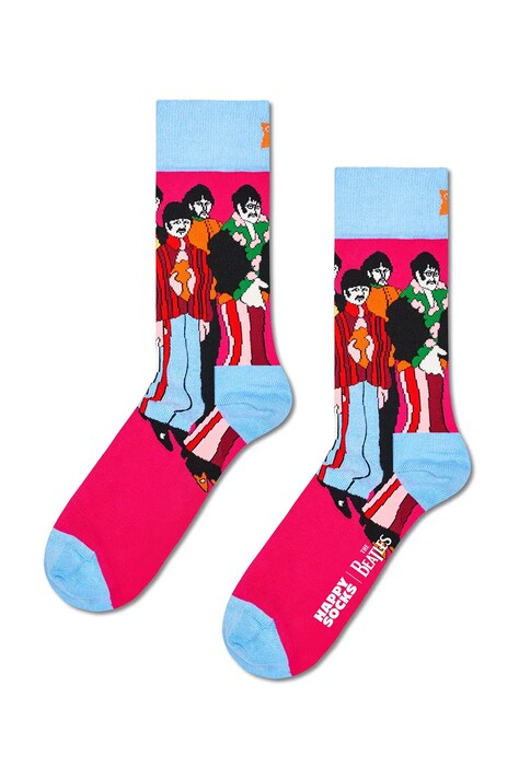 Happy Socks Skarpety z bawełną x BEATLES różowe P005806