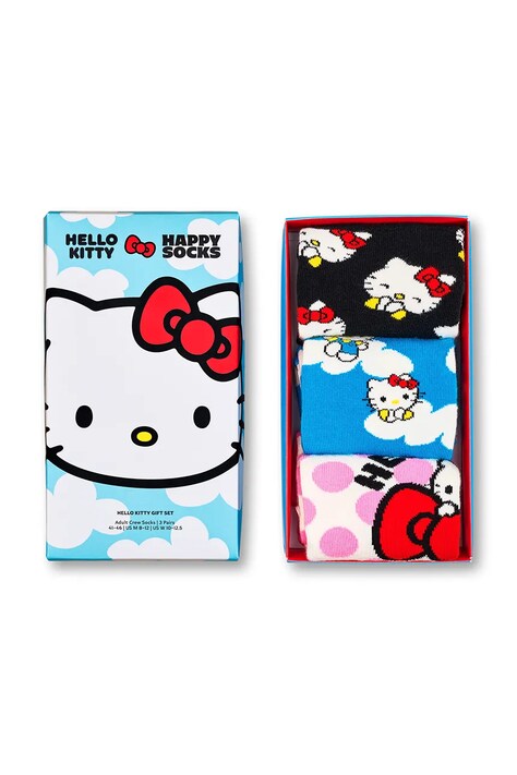 Happy Socks Skarpety z bawełną x HELLO KITTY 3-pack multicolor P006540