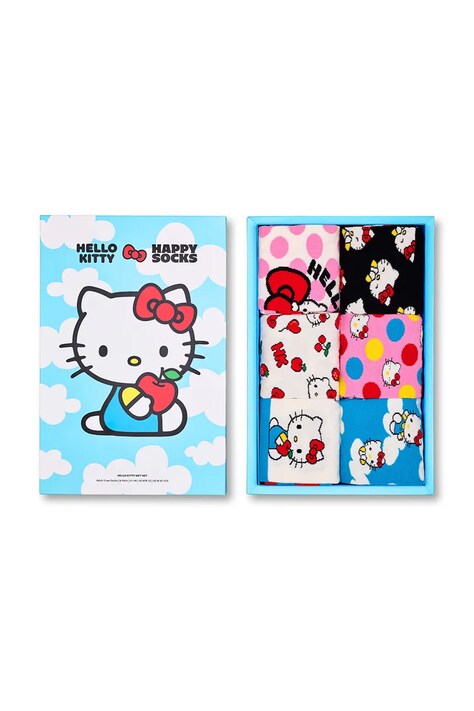 Happy Socks Skarpety z bawełną x HELLO KITTY 6-pack multicolor P006539