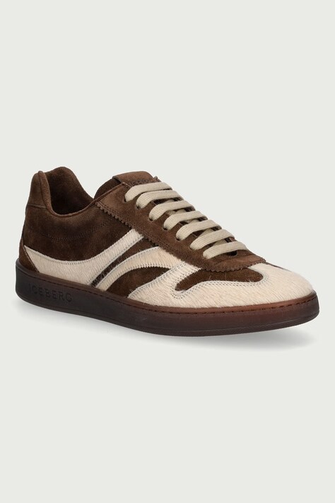 Iceberg California sneakersy damskie skórzane brązowe ID240001