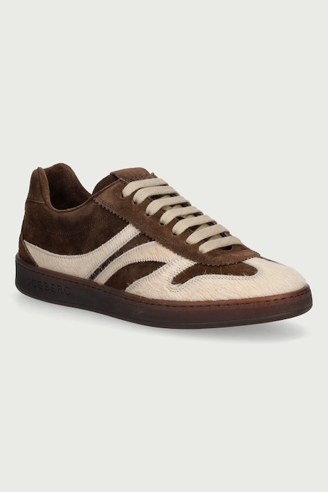 Iceberg California sneakersy damskie skórzane brązowe ID240001