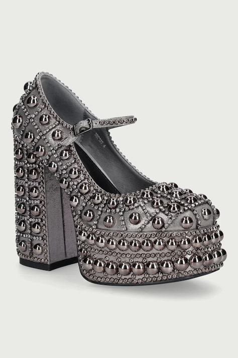 Koi Footwear Czółenka na słupku damskie Danbury Hand Studded Platform Boots Grey szare DBP108