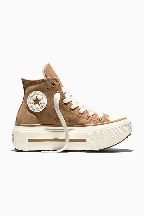 Converse Chuck Taylor All Star Lift Double Stack trampki damskie brązowe wysokie na platformie A22119C