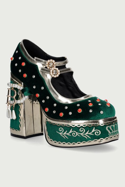 Koi Footwear Czółenka Boleyns Revenge Bejewelled zielone DPK80