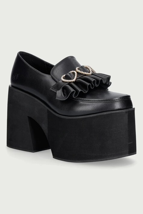 Koi Footwear Mokasyny na słupku Dark Delights Chunky Heart Shoes czarne GW02
