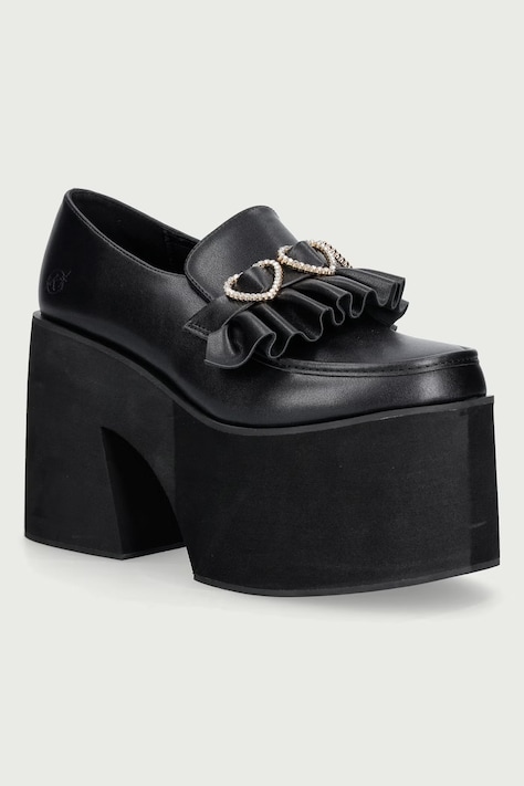 Koi Footwear Mokasyny na słupku Dark Delights Chunky Heart Shoes czarne GW02
