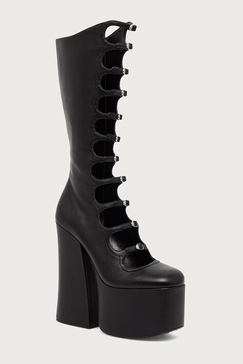 MARC JACOBS Kozaki na słupku damskie skórzane THE KIKI KNEE HIGH BOOT czarne 3F3FBO001F02