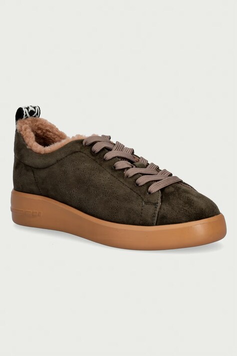 Coccinelle Sneakersy damskie skórzane zielone VKE 24 01 01 683