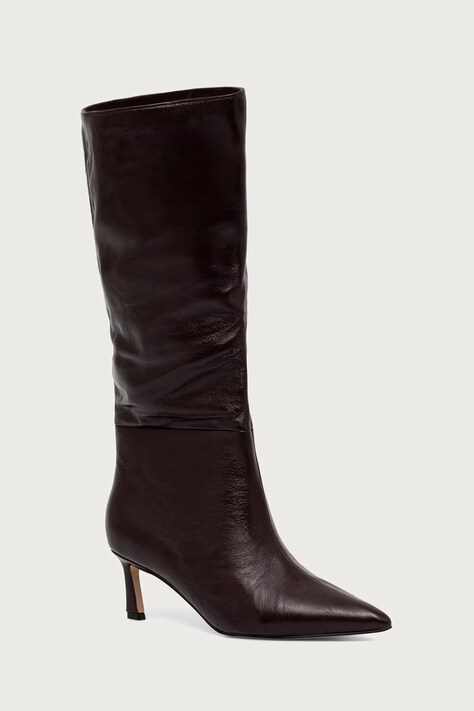 Steve Madden Kozaki na szpilce damskie skórzane Lavan bordowe 11003290