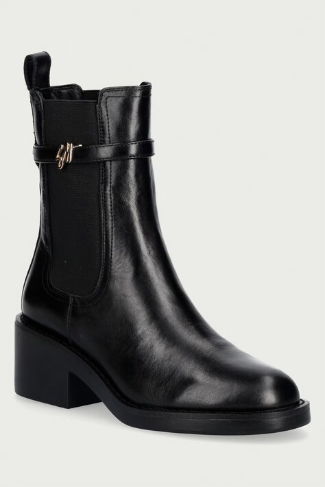 Steve Madden Botki na niskim obcasie damskie skórzane Charity-SM czarne 11005782