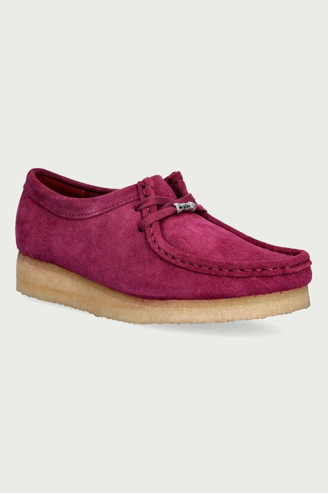 Clarks Originals Wallabee mokasyny na platformie damskie zamszowe różowe 263280754