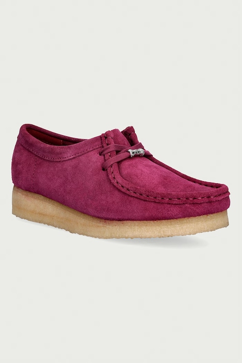 Clarks Originals Wallabee mokasyny na platformie damskie zamszowe różowe 263280754