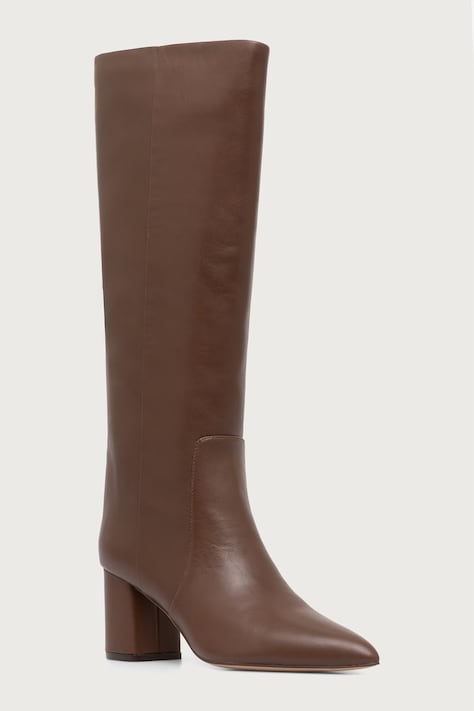 Twinset Kozaki damskie skórzane brązowe 262TGT052