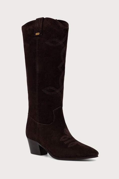 Twinset Sneakersy damskie zamszowe brązowe 262TGT042