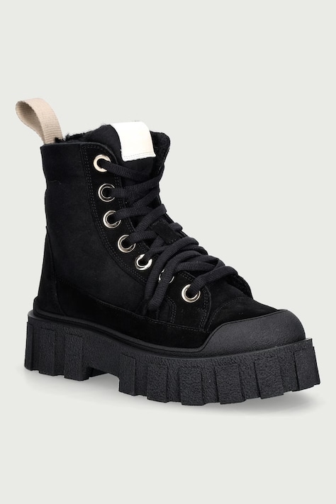 Inuikii Buty na platformie damskie zamszowe Matilda Wool czarne 1002.020.0041