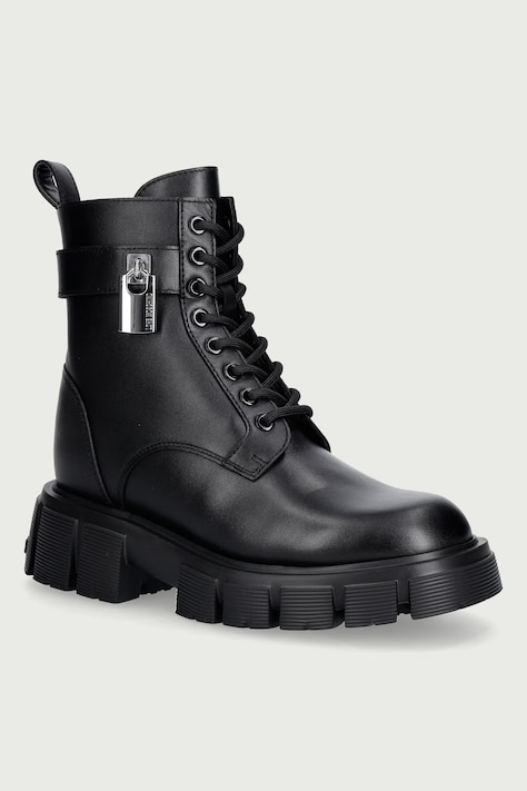Love Moschino Workery na platforme dámske kožené čierne JA24235G0PIA0000