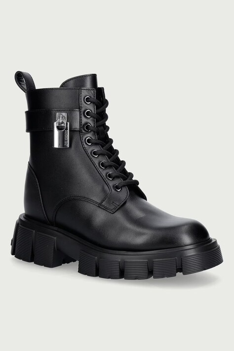 Love Moschino Workers sulla banchina da donna in pelle nero JA24235G0PIA0000