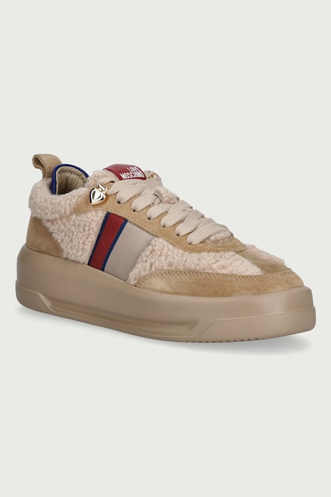 Love Moschino Sneakersy damskie beżowe na platformie JA15495G0PJU310A
