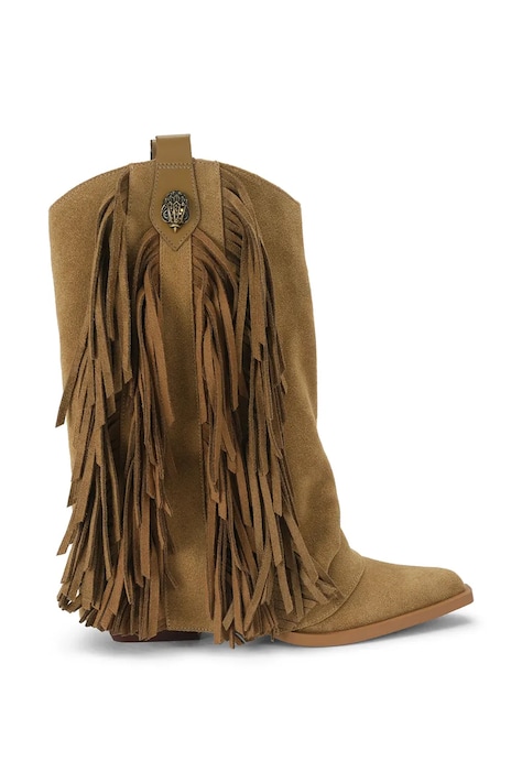 Kurt Geiger London Kozaki damskie skórzane Albany Fringe Western brązowe 6194436209