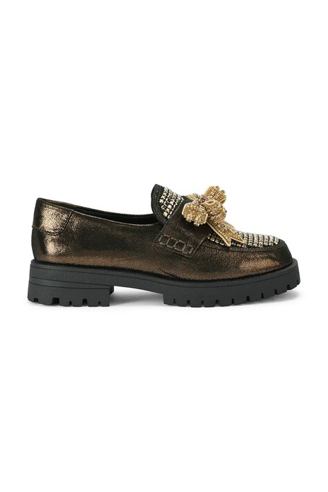 Kurt Geiger London Loafersy damskie skórzane Bow Crystal Loafer zielone 5388460109