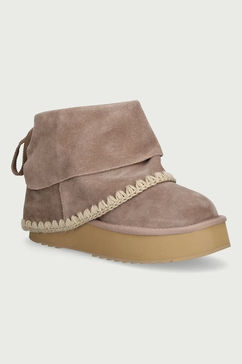 Mou Platform Boot Suede Folding μπότες χιονιού Γυναικείες σουέτ μπεζ MU.FW681015A