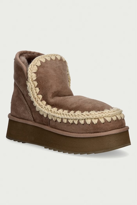 Mou Mini Eskimo Platform Boot śniegowce damskie zamszowe beżowe MU.FW681000A
