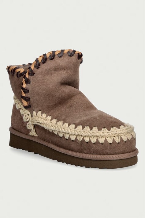Mou Eskimo 18 Leather Overstitching śniegowce damskie zamszowe beżowe MU.FW101154A
