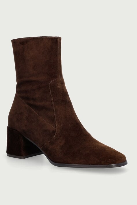 Nokwol Členkové čižmy na podpätku dámske semišové Jan Brown Suede hnedé Jan Brown Suede