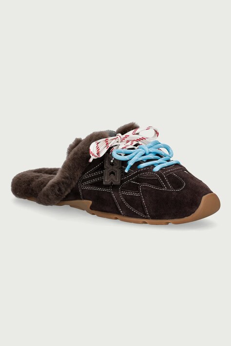 Nokwol Papuče dámske kožené Atlas Mule Brown Suede hnedé Atlas Mule Brown Suede