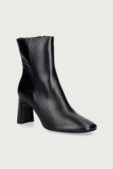 Souliers Martinez Kotníkové boty na sloupku dámské kožené KAROL černé KAROL