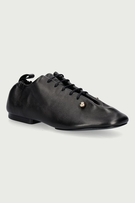 Souliers Martinez Félcipő női bőr ALBA fekete lapos sarok ALBA