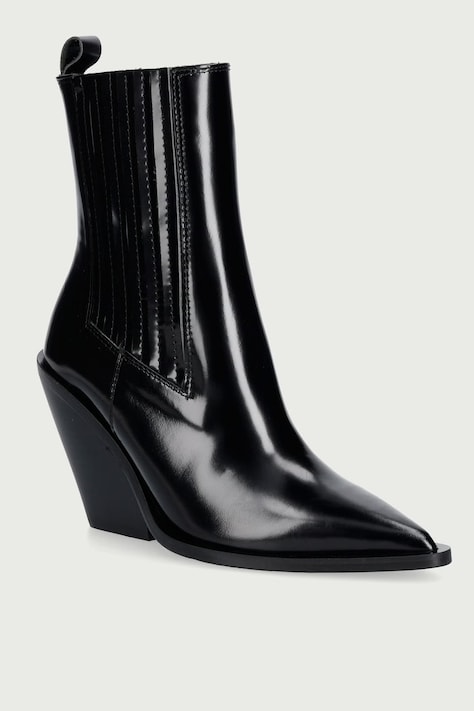 Souliers Martinez Kotníkové boty dámské kožené VEGAS černé VEGAS