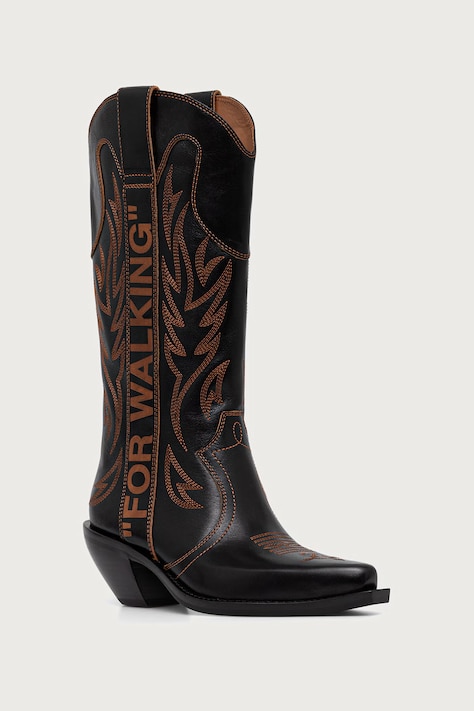 Off-White Santiag High Boot cizme cowboy pentru femei din piele negre OF06092002