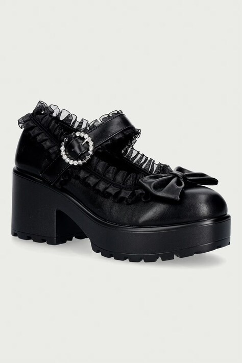Koi Footwear Γόβες Tira Ruffle Mary Janes μαύρες ND682