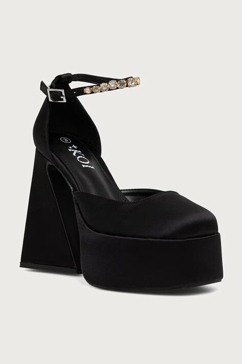 Koi Footwear Cipele s potpeticom Gilda Satin Platform Jewel Heels crne MC23