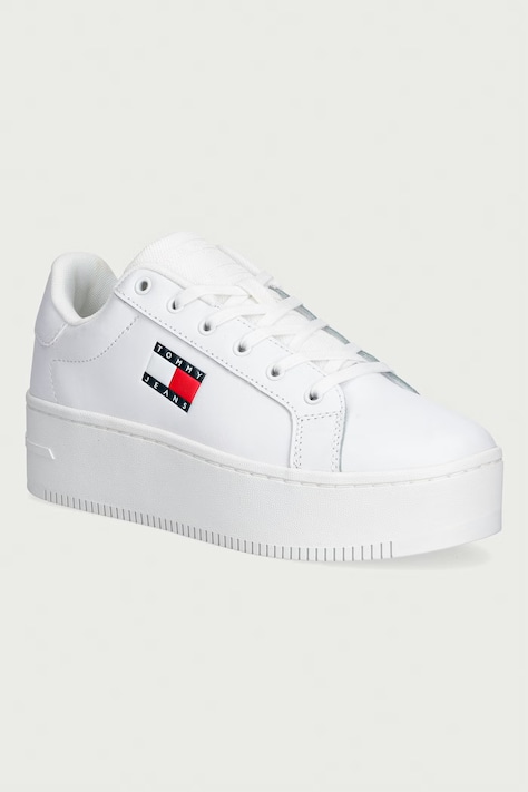Tommy Jeans TJW FLATFORM SNEAKER sneakersy damskie skórzane białe EN0EN02932