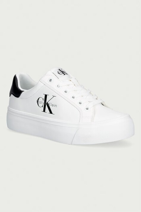 Calvin Klein VULC FLATFORM LACEUP LOW LTH superge ženske usnjene bele HW0HW03159