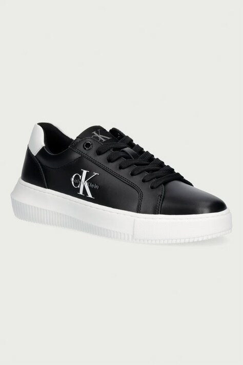 Calvin Klein CHUNKY CUPSOLE MONO LTH WN sneakers γυναικεία δερμάτινα μαύρα YW0YW01872
