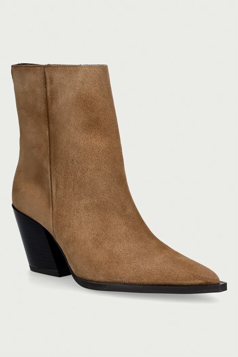Steve Madden botki na słupku damskie zamszowe Melle brązowe 11005650