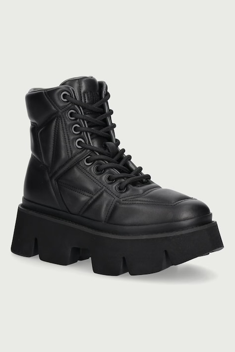United Nude Delovni čevlji ženski usnjeni Stomper Puffy Combat črni 1105101170