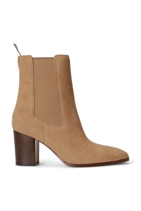 Lauren Ralph Lauren Sztyblety na wysokim obcasie damskie nubukowe Rlyn Bte Hl beżowe 802P18308001