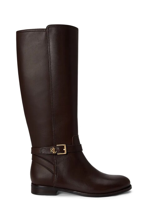 Lauren Ralph Lauren Kozaki na płaskim obcasie damskie zamszowe Brooke Tll 2 brązowe 802974383003
