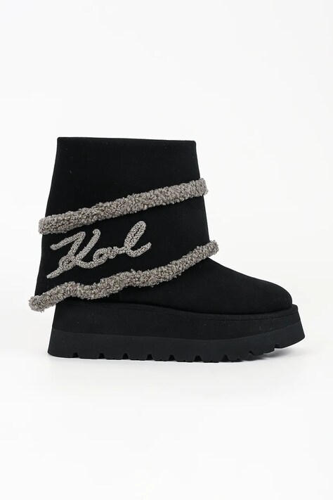 Karl Lagerfeld Śniegowce damskie zamszowe Skylar czarne KL48652