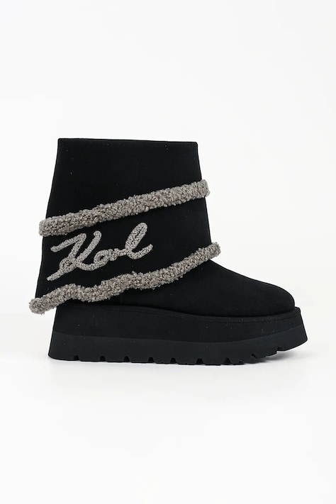 Karl Lagerfeld Śniegowce damskie zamszowe Skylar czarne KL48652