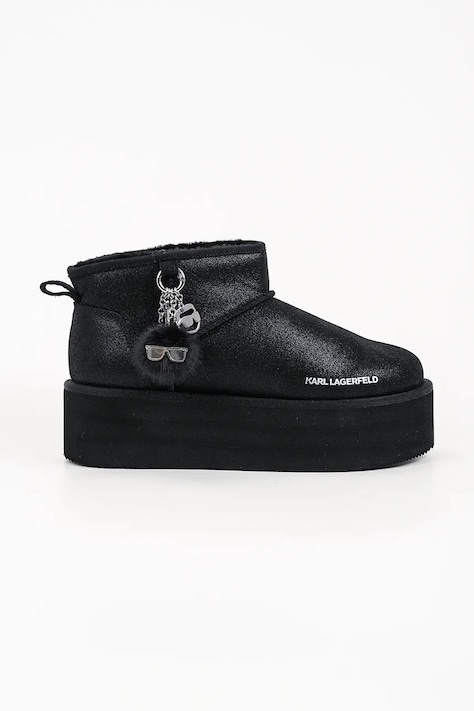 Karl Lagerfeld Thermo śniegowce damskie skórzane czarne KL48527