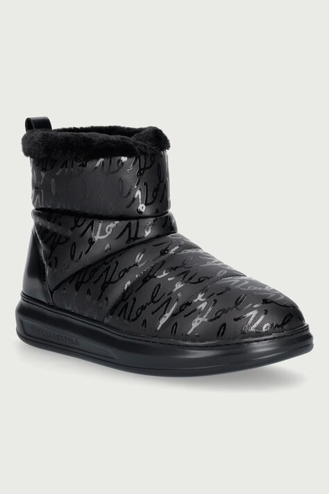 Karl Lagerfeld Kapri śniegowce damskie skórzane czarne KL44558W