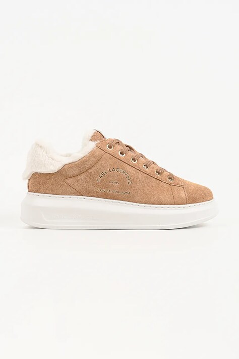 Karl Lagerfeld Kapri sneakersy damskie zamszowe beżowe KL62537L
