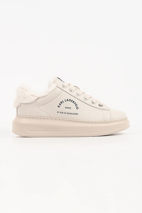 Karl Lagerfeld Kapri sneakersy damskie skórzane beżowe KL62536L