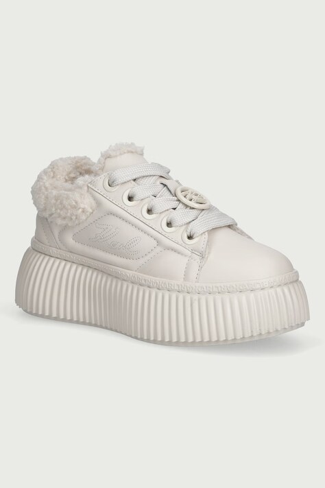 Karl Lagerfeld Kreeper sneakersy damskie skórzane beżowe KL42312A