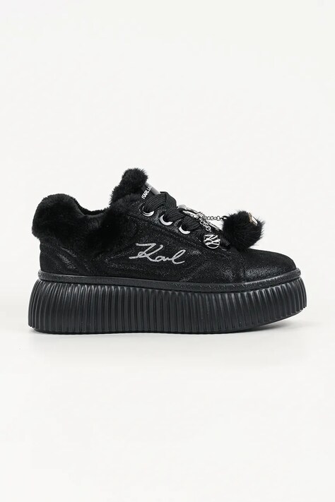 Karl Lagerfeld Kreeper sneakersy damskie zamszowe czarne KL42312L